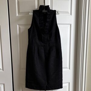 Ann Taylor Black Textured Dress with Label Detail